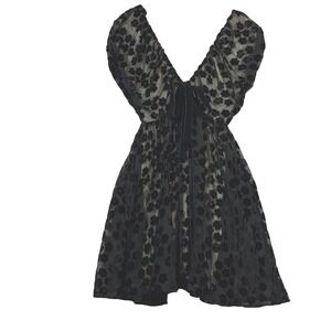 STORIA Burnout Velvet Babydoll Whimsigoth Fairy Mini Dress Sz S Short Sleeve